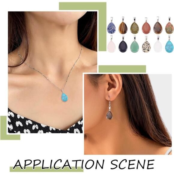 50Pcs Teardrop Stone Pendants Water Drop Healing Crystal Quartz Chakra Gemstone - Picture 5 of 7